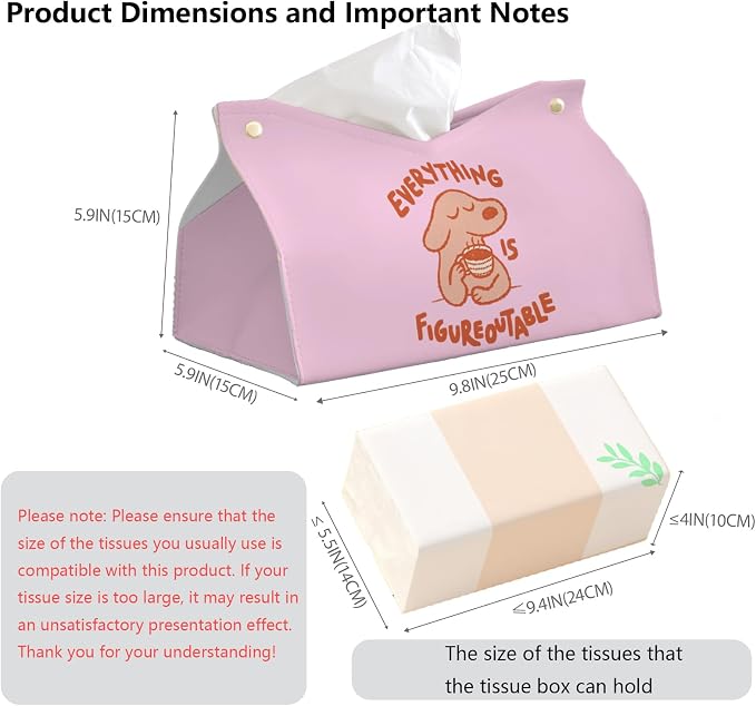 Pink Cute Dog Tissue Box Cover Rectangle, Motivational Toilet Paper Box - Image 7