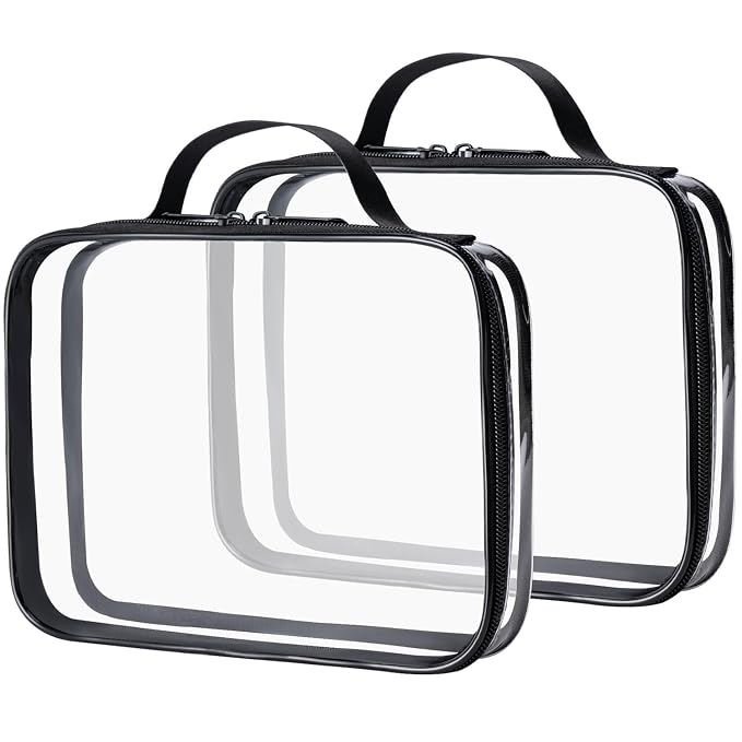 MODENGKONGJIAN TSA Approved Clear Toiletry Bag, 2 Pack Clear Quart Size Travel by MODENGKONGJIAN