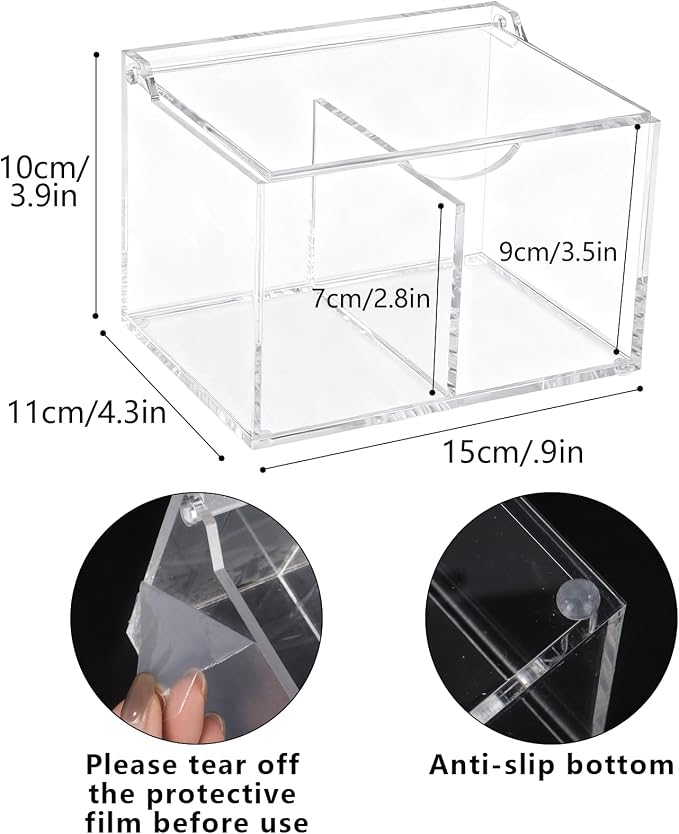 Clear Acrylic Cotton Swab Ball Holder Qtip Organizer - Image 2