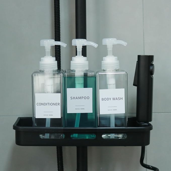 Shampoo and Conditioner Dispenser, Refillable Plastic Shampoo Pump Bottles - Image 4
