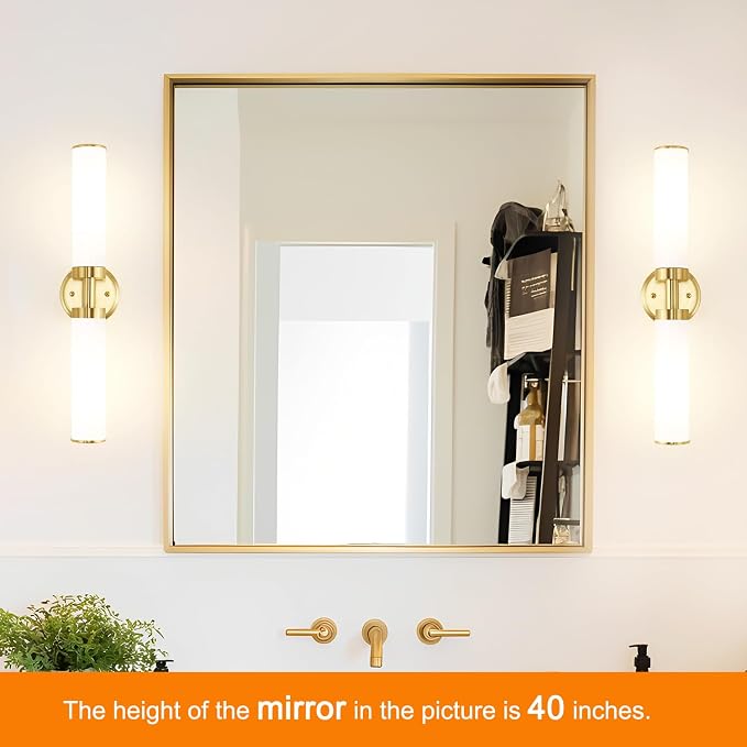 Antique Gold Wall Sconces Set of 2, Modern Bathroom Vanity Lights - Image 2