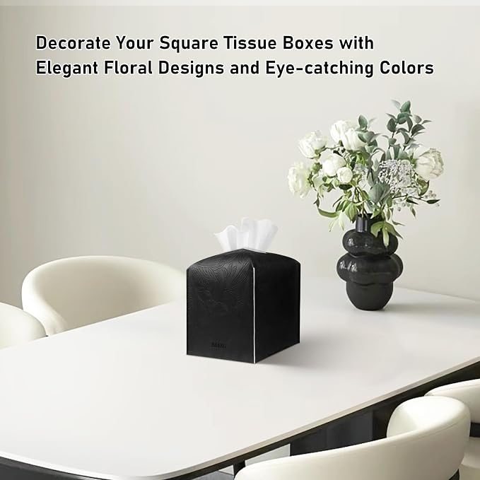 Tissue Box Holder Cover Square Tissue Cube Cover PU Leather Tissue Organizer - Image 2