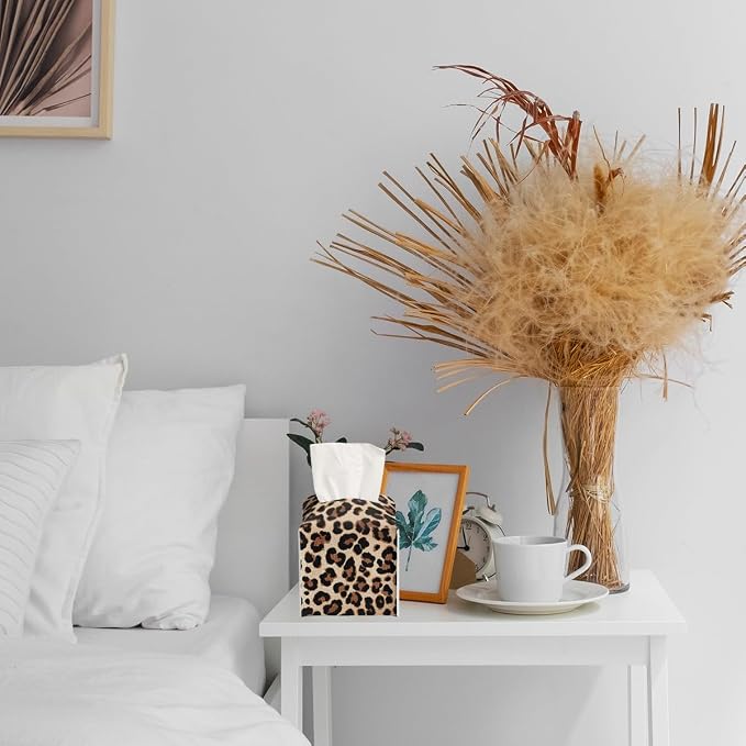 Leopard Print Tissue Box Cover Cute Animal Brown Black Leather Tissue Box - Image 7