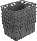 Sandmovie Grey Plastic Rattan Storage Baskets, 6 Packs by Sandmovie