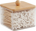 Cotton Swab Holder with Bamboo Lid, Single Layer Bathroom Countertop Organizer by Home