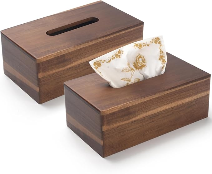 Tissue Box Cover Rectangle, Wood Tissue Box Holder, Wooden Facial Paper Holder by XIMISISE