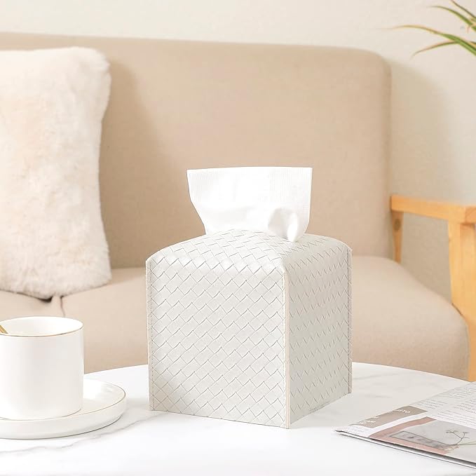 Tissue Box Cover PU Leather Tissue Holder Square Facial Tissue Case Facial - Image 4