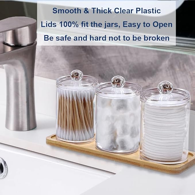 Swab Holder Canisters with Lid, Bathroom Qtip Dispenser Apothecary Jars - Image 4