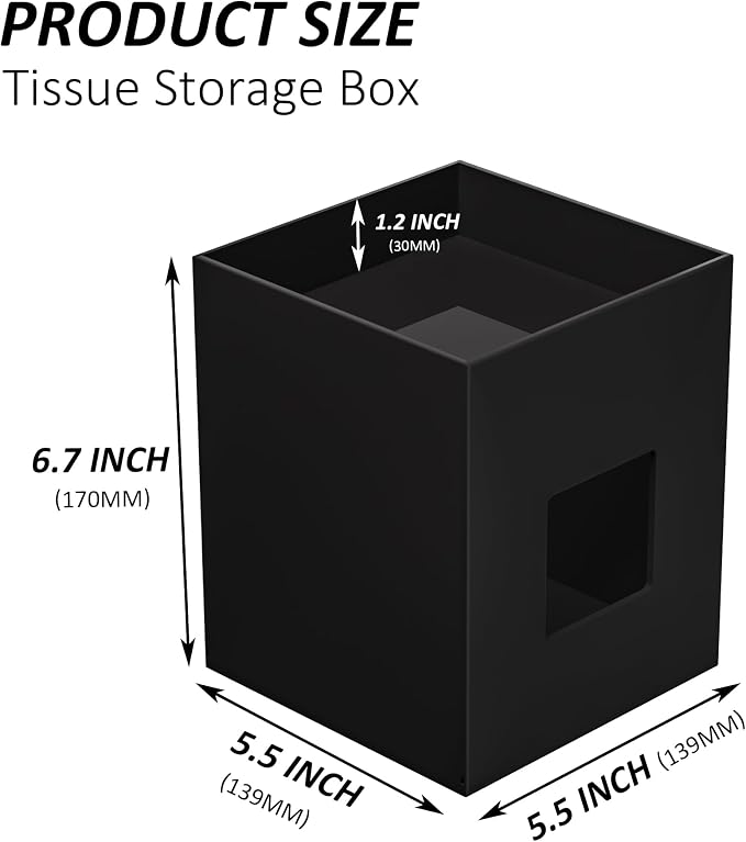 Black Acrylic Tissue Box Cover - Image 2