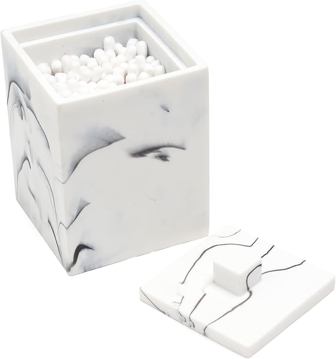 Qtip Holder with Lid, Bathroom Resin qtip holder dispenser, Cotton Swab - Image 8