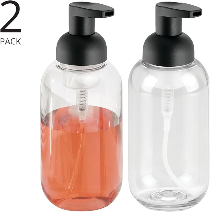 mDesign Round Plastic Refillable Foaming Soap Dispenser Pump Bottle - Image 2