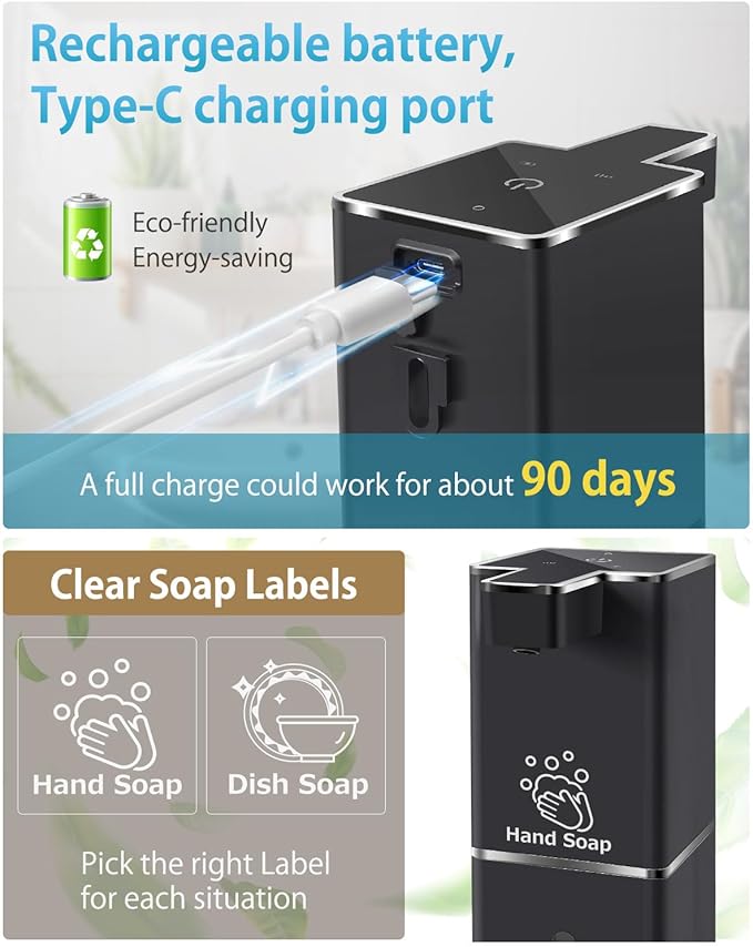 Automatic Foaming Soap Dispenser Touchless 380ml/12.8oz Rechargeable Hand Soap - Image 5
