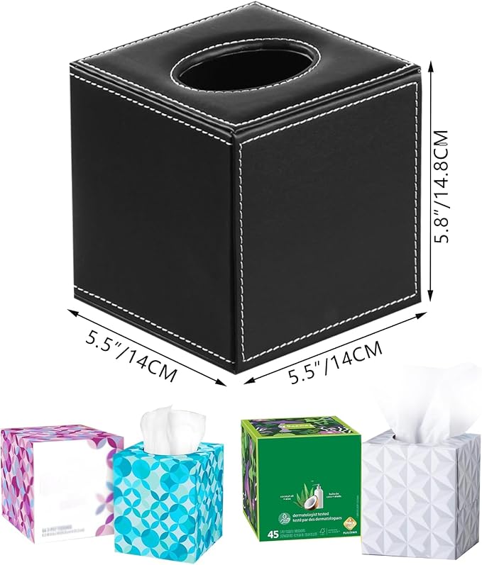 Leather Tissue Box Cover Square, Upgrade 99% Compatible Large Size, Modern - Image 3