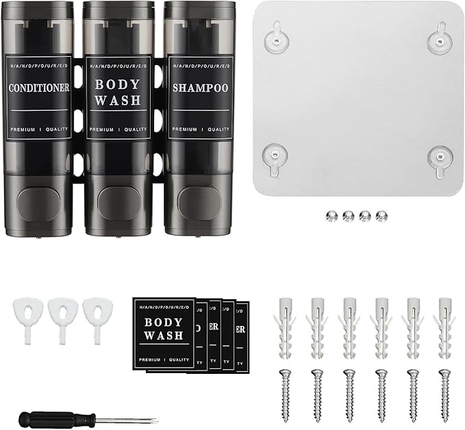 Shampoo and Conditioner Dispenser, Unisence Shower Dispenser 2 Chamber No Drill - Image 6