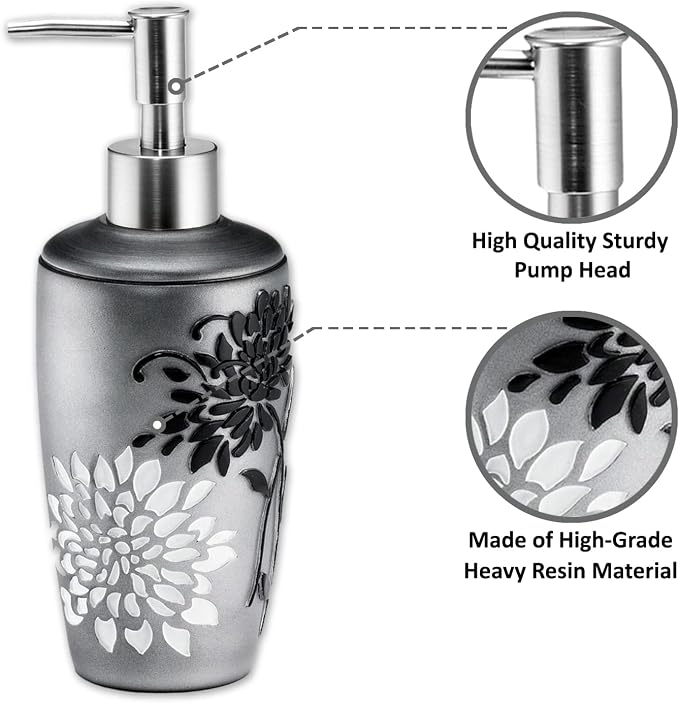 Zahari Home 4pc Erica Bathroom Accessories Sets Modern Classic Soap Dispenser - Image 2