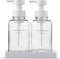 MaisoNovo Glass Foaming Soap Dispenser 14 Oz | Clear Glass White Pumps x 2 by MaisoNovo-TheArtofSustainableLiving