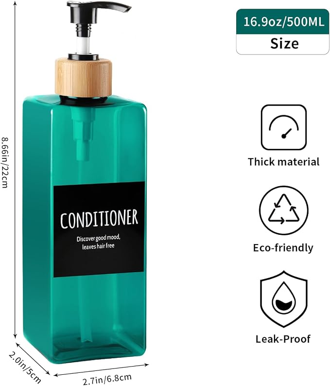 Shampoo and Body soap Dispenser, 16.9 Ounce 3-Pack Reusable Shampoo and - Image 3