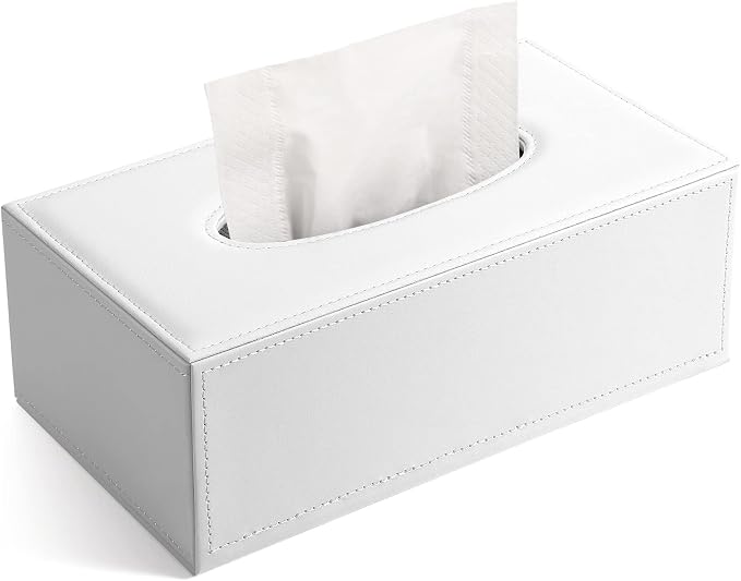 Tissue Box Cover, PU Leather Tissue Box Holder Rectangular Tissue Holders by LADSTAG
