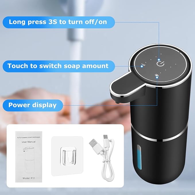 2 Pack Automatic Soap Dispensers, 12.8oz/380ml USB Touchless Automatic Foaming - Image 3
