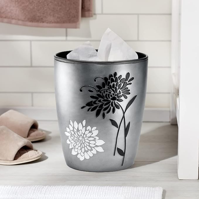Zahari Home 2pc Erica Bathroom Decor Set Waste Basket - Image 2