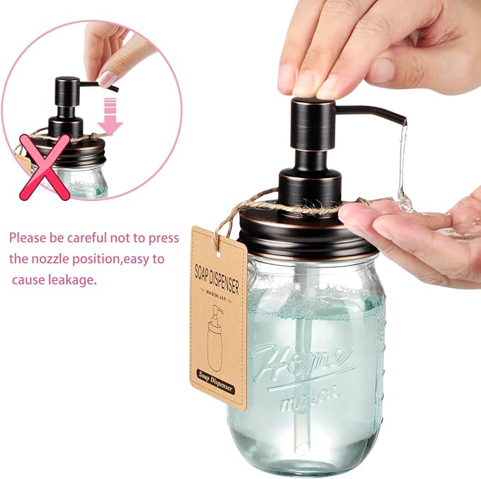 Amolliar Mason Jar Bathroom Accessories Set 4 Pcs -Lotion Soap Dispenser & 2 - Image 2