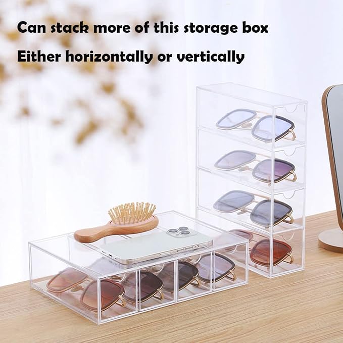 Sunglass Storage Box, Acrylic Eyeglass Organizer, Make-up Storage Drawer Tray - Image 9