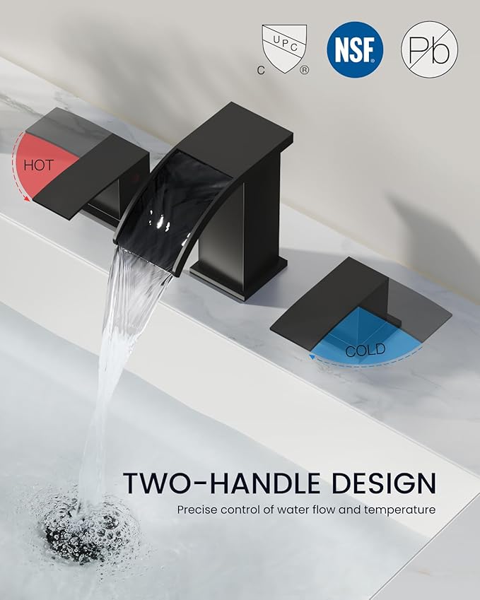 gotonovo Waterfall 8 inch Widespread Bathroom Faucet Set Bathroom Sink Faucet 3 - Image 3