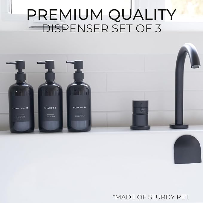 Stylish Shampoo and Conditioner Dispenser Set of 3 - Image 2
