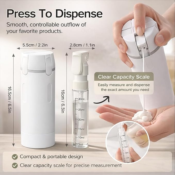 4-in-1 Travel Bottles for Toiletries, Travel Pump Bottle，Leak-Proof Shampoo - Image 3