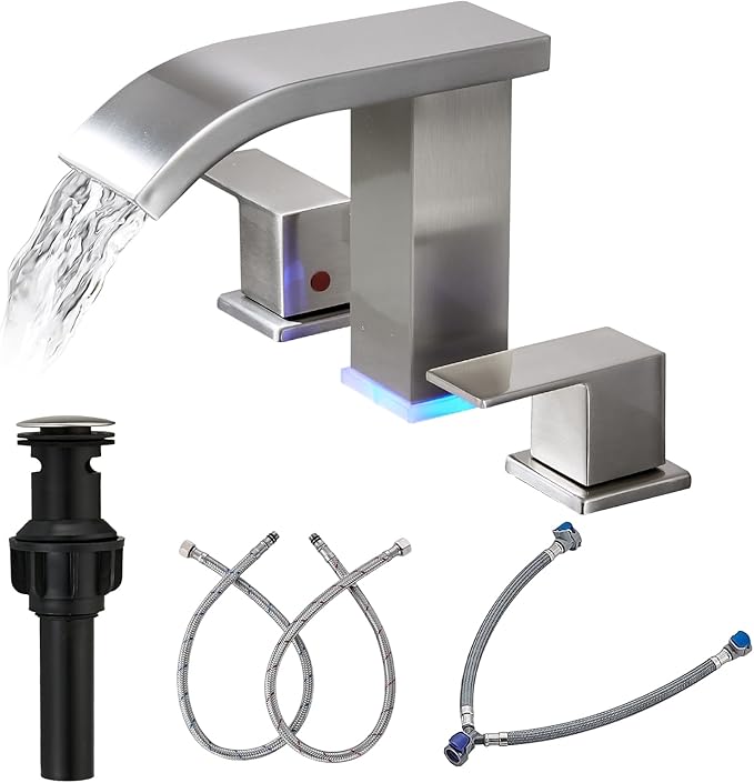 Bathroom faucets 3 Hole Brushed Nickel Vanity Faucet by TaiDoo