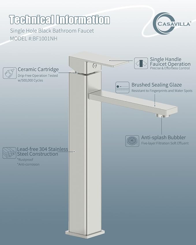 Bathroom Faucets, Brushed Bathroom Sink Faucet Set - Image 7