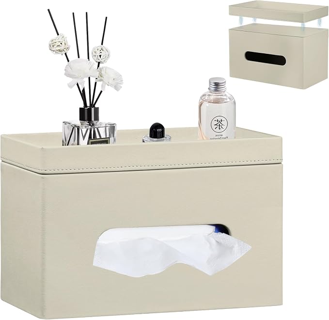 PU Leather Tissue Box Cover Rectangle by YAPISHI