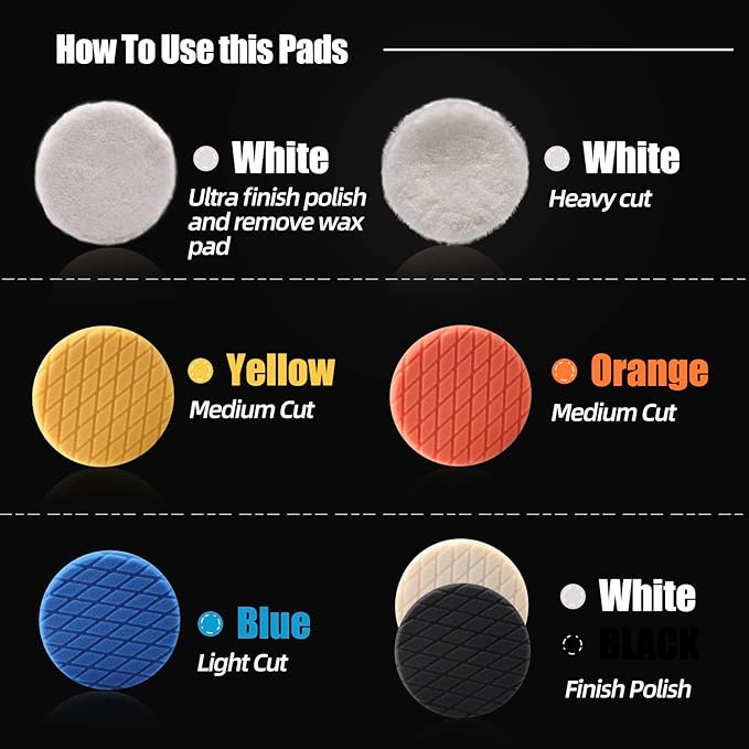 Buffing Polishing Pads, ZFE 7Pcs 6" Waffle Foam Buffing Pads Polishing Pads - Image 2