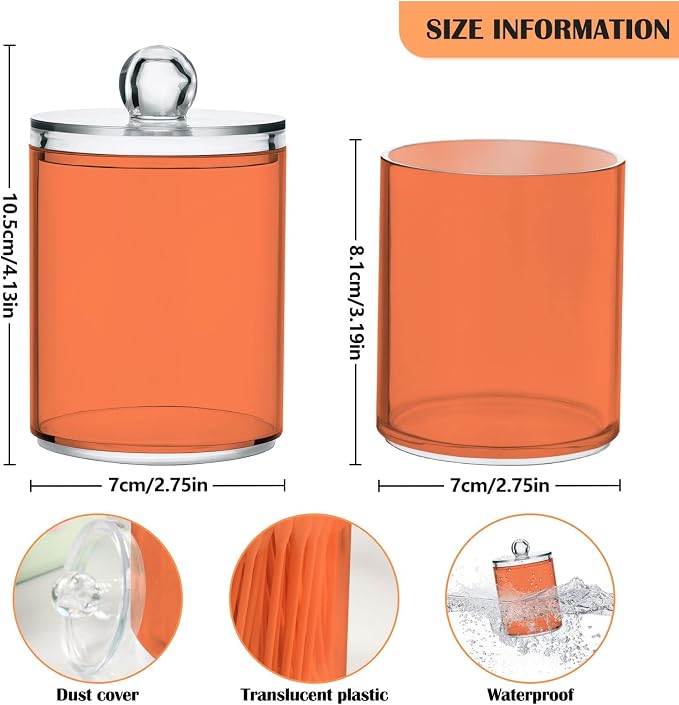 Coral Qtip Holder Organizer Dispenser Cotton Swabs Cans Plastic Jars - Image 3