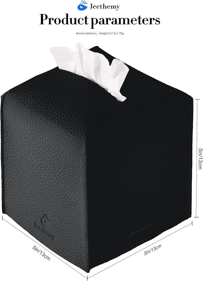 Tissue Box Cover, Jeethemy Square PU Leather Tissue Box Holder, Modern Tissue - Image 2