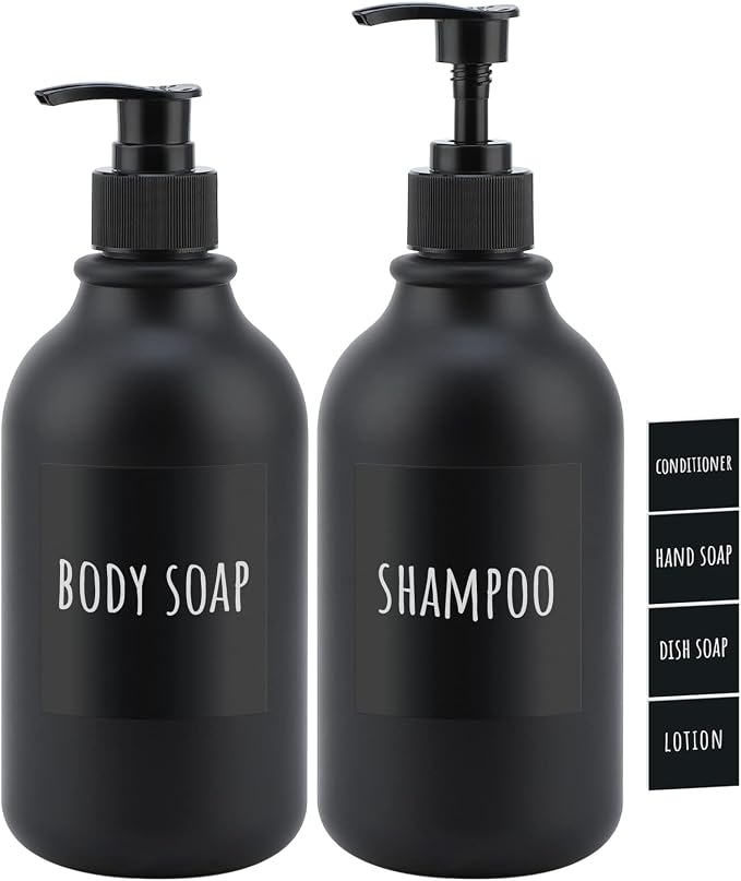 Segbeauty Matte Black Shampoo Dispenser, 500ml Plastic Press Lotion Dispenser by Segbeauty
