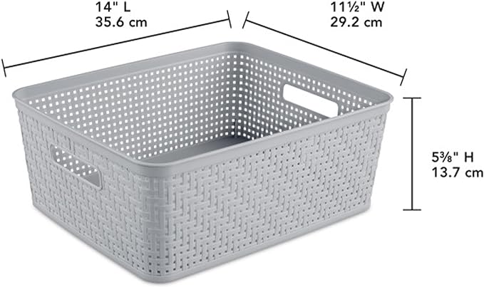 Sterilite 12 Pack Plastic Storage Bin Organization Containers, Short Baskets - Image 3