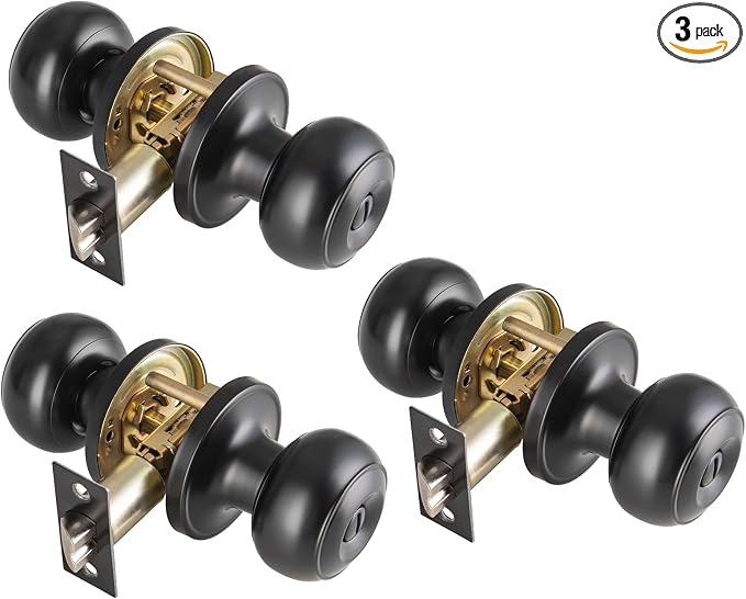 8 Pack Black Door Knobs Interior Keyless, Door Knobs by NCSENBuidlingHardware