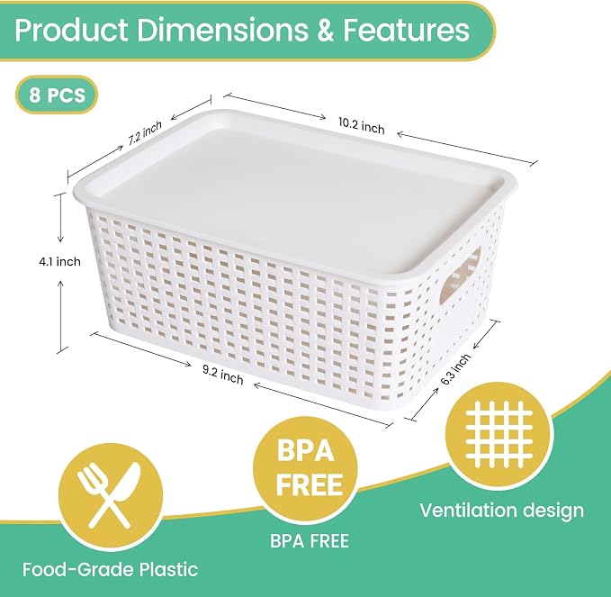 Plastic Storage Baskets with Lid - Image 2