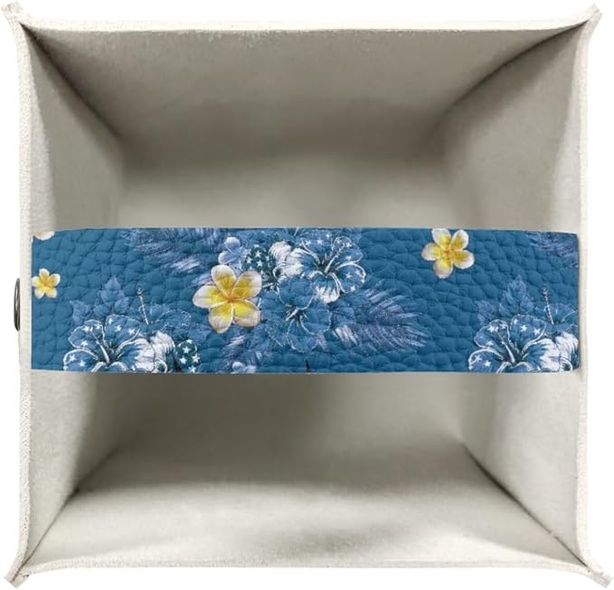 Eagle Blue Flowers Tissue Box Holder, PU Leather Square Napkin Cover - Image 3
