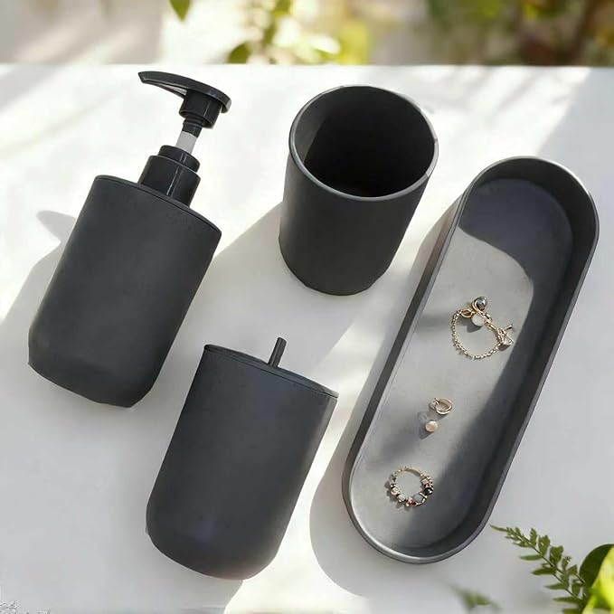 LGURT-4-piece Set of Bathroom Accessories, Plastic Bathroom Accessories - Image 4