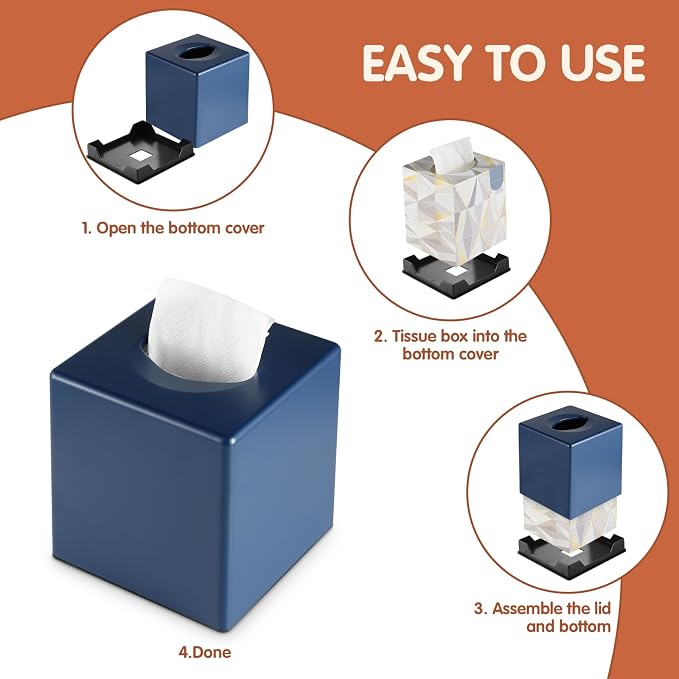 Tissue Box Cover, Square Facial Tissue Holder Storage - Image 7