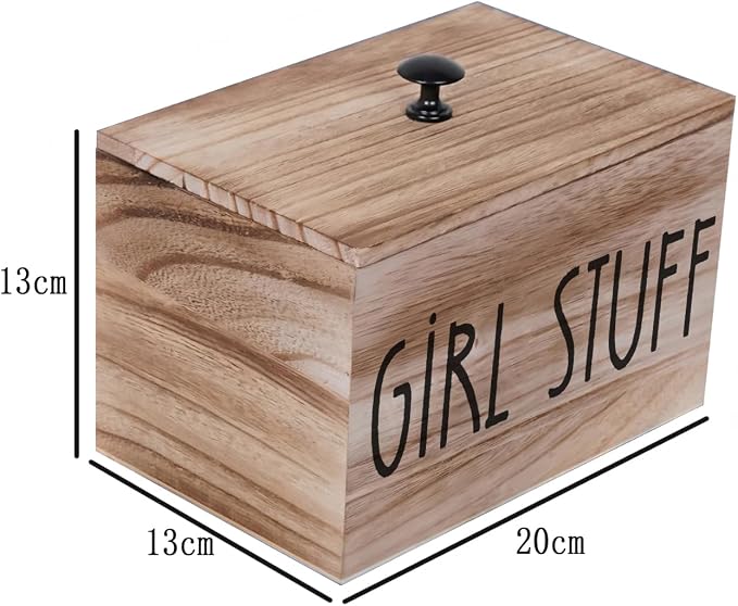 3 Compartments Pad and Tampon Organizer, Wooden Menstrual Care Storage Box - Image 2