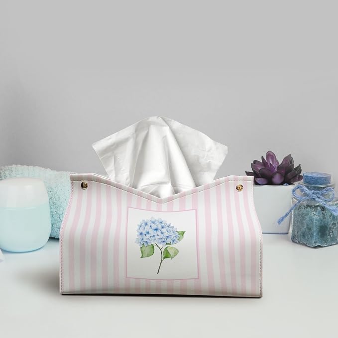 Pink Blue Hydrangea Tissue Box Cover Rectangle - Image 2