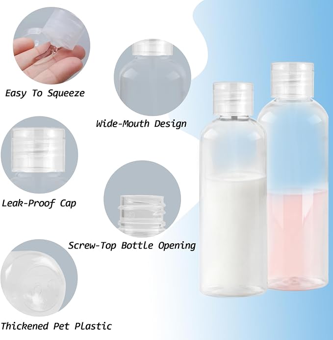 8Pcs Travel Bottles Set, TSA Approved Travel Size Toiletries, Reusable Leak - Image 3