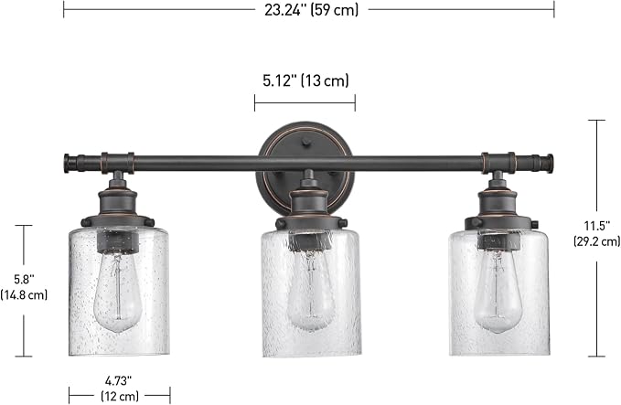 Globe Electric 51415 Camden 5-Piece All-in-One Bathroom Set, 3 Vanity Light - Image 8
