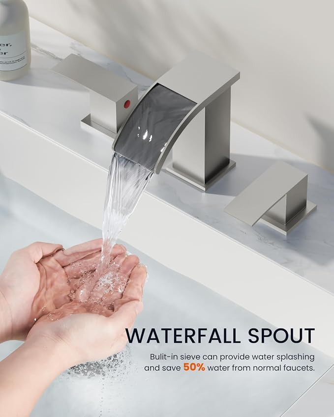 gotonovo Waterfall 8 inch Widespread Bathroom Faucet Set Bathroom Sink Faucet 3 - Image 9