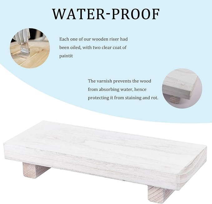 zoocatia Small Wood Tray Pedestal Stand Farmhouse Bathroom Decor Decorative - Image 4