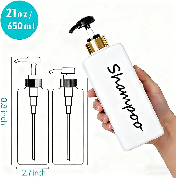 21oz Shampoo and Conditioner Dispenser Modern Refillable Shampoo Pump Bottles - Image 7