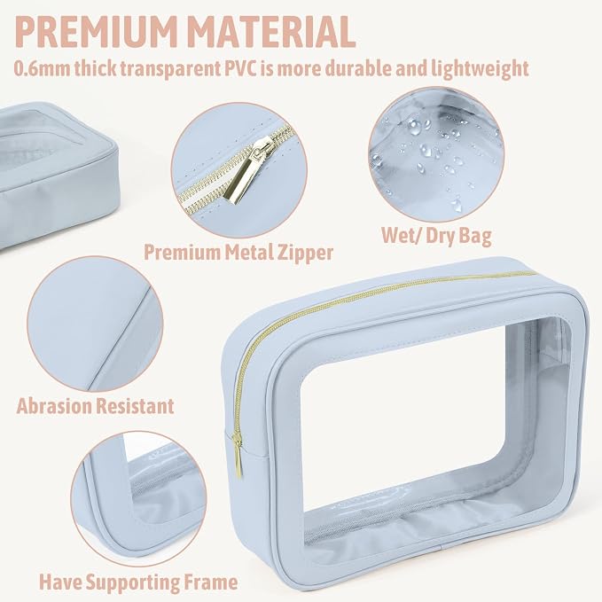 6PCS Clear Toiletry Bag, TSA Approved Travel Pouch - Image 4